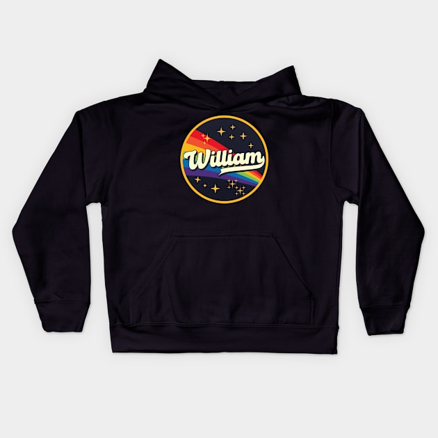 William // Rainbow In Space Vintage Style Kids Hoodie by LMW Art